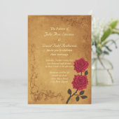 Invitation Mariage vintage Red Rose (Debout devant)