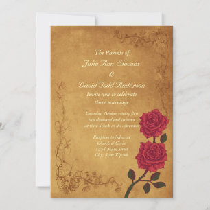Invitation Mariage vintage Red Rose