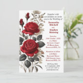 Invitation Mariage vintage Red Roses (Debout devant)