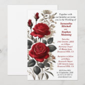 Invitation Mariage vintage Red Roses (Devant / Derrière)