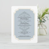 Invitation Mariage vintage Regency Dusty Blue Gold (Debout devant)