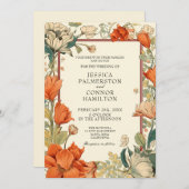 Invitation Mariage vintage rétro floral (Devant / Derrière)