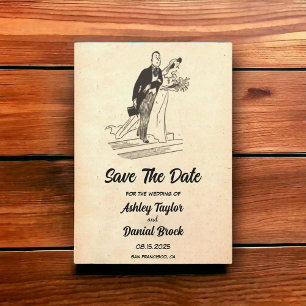 Invitation Mariage vintage rétro rustique antique Enregistrer