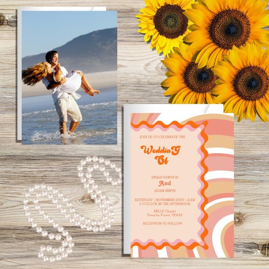 Invitation mariage vintage rétro unique