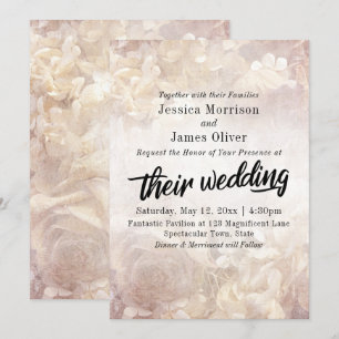 Invitation Mariage Vintage, Romantique, Floral, Typographie G