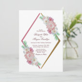 Invitation Mariage vintage rose (Debout devant)