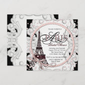 Invitation Mariage Vintage Rose Paris (Devant / Derrière)
