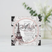 Invitation Mariage Vintage Rose Paris (Debout devant)