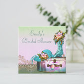 Invitation Mariage Vintage Rose Perles Rose (Debout devant)