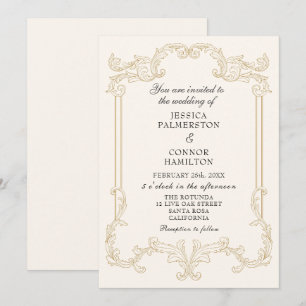 Invitation Mariage vintage rose roux rétro