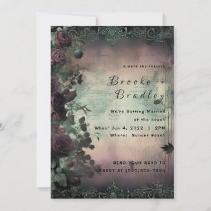 Invitation Mariage Vintage Rose Vert & Marron