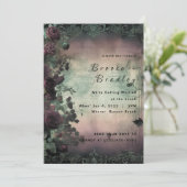 Invitation Mariage Vintage Rose Vert & Marron (Debout devant)