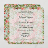 Invitation Mariage vintage Roses roses (Devant / Derrière)