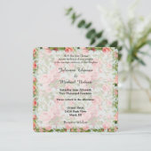 Invitation Mariage vintage Roses roses (Debout devant)