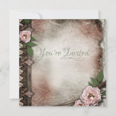 Invitation Mariage vintage Roses roses (Devant)