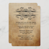 Invitation Mariage Vintage Rustique Brun avec Enroulements No (Devant / Derrière)