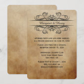 Invitation Mariage Vintage Rustique Brun et Noirs Parchemins (Devant / Derrière)