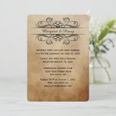 Invitation Mariage Vintage Rustique Brun et Noirs Parchemins (Debout devant)