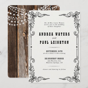 Invitation Mariage vintage rustique élégant
