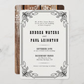 Invitation Mariage vintage rustique élégant (Devant / Derrière)