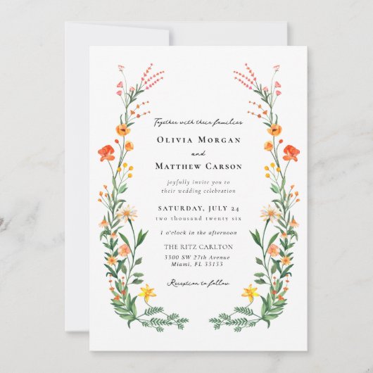 Invitation Mariage vintage Secret Garden (Devant)