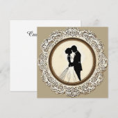 Invitation Mariage Vintage Silhouette Mariée & Marié (Devant / Derrière)