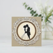 Invitation Mariage Vintage Silhouette Mariée & Marié (Debout devant)