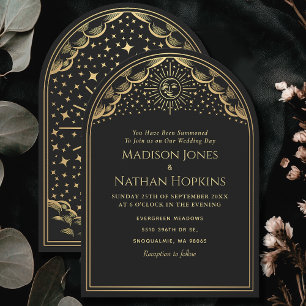 Invitation Mariage vintage Sun Moon Tarot Card Arch