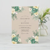 Invitation Mariage Vintage Terreux Sarcelle (Debout devant)