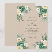Invitation Mariage Vintage Terreux Sarcelle (Devant / Derrière)