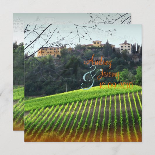 Invitation Mariage Vintage, Toscane (Devant / Derrière)