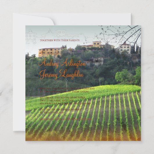 Invitation Mariage Vintage, Toscane (Dos)