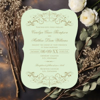 Mariage vintage vert et or antique