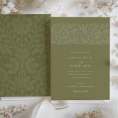Invitation Mariage vintage vert olive
