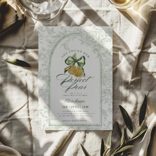 Invitation Mariage Vintage Vert Sauge Parfait Couple Poire