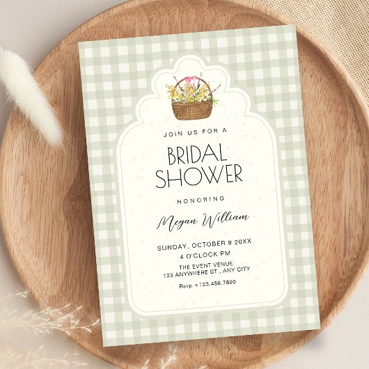 Invitation Mariage vintage vert tendre