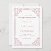 Invitation Mariage Vintage Victorian Muet Rose (Devant)