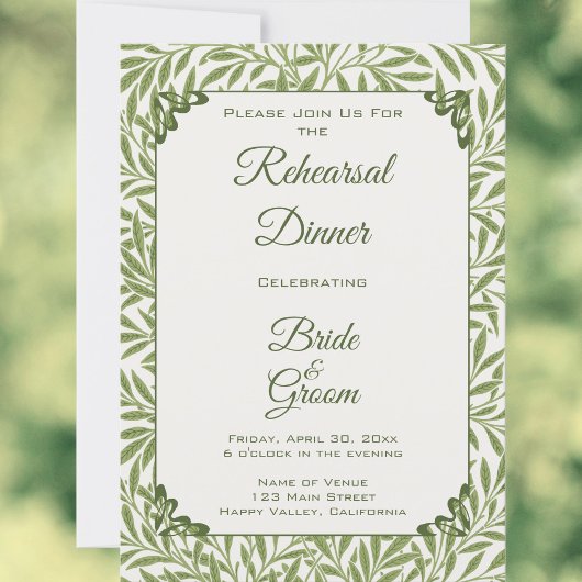 Invitation Mariage vintage, Victorian Willow Feuille Motif