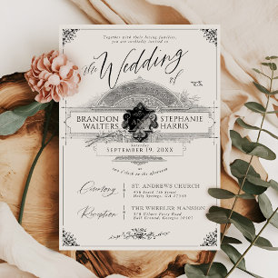 Invitation Mariage Vintage Victorien Noir et Ivoire de la Hau