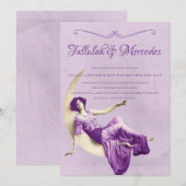 Invitation Mariage vintage violet lesbien (Devant / Derrière)