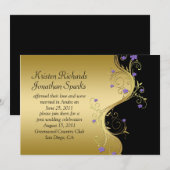 Invitation Mariage Vintage Violet Noir Or Célébration (Devant / Derrière)