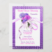 Invitation Mariage violet à fleurs roses (Devant)