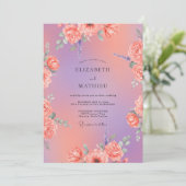 Invitation Mariage Violet Abricot Ranunculus Eucalyptus (Debout devant)