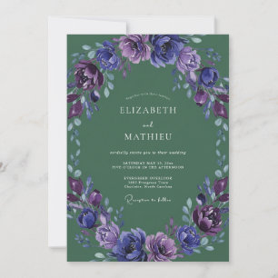 Invitation Mariage Violet Améthyste Pétales
