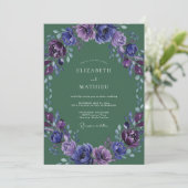 Invitation Mariage Violet Améthyste Pétales (Debout devant)