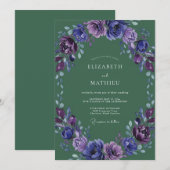 Invitation Mariage Violet Améthyste Pétales (Devant / Derrière)