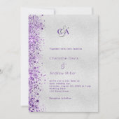 Invitation Mariage violet argenté violet brillant (Devant)
