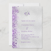 Invitation Mariage violet argenté violet brillant (Devant)