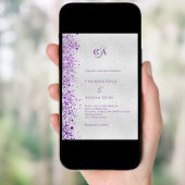 Invitation Mariage violet argenté violet brillant