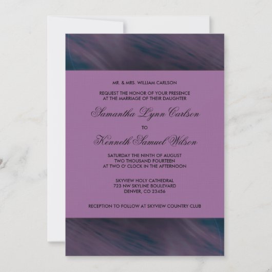 Invitation Mariage Violet Aubergine (Devant)